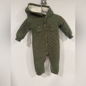 7 For All Mankind Quilted Hooded Baby One Piece Sz 6-9 Months